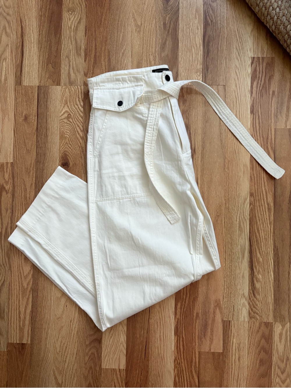 NWT Banana Republic “Explorer Nauve” Belted Utility Pant - Ivory, Size 8
